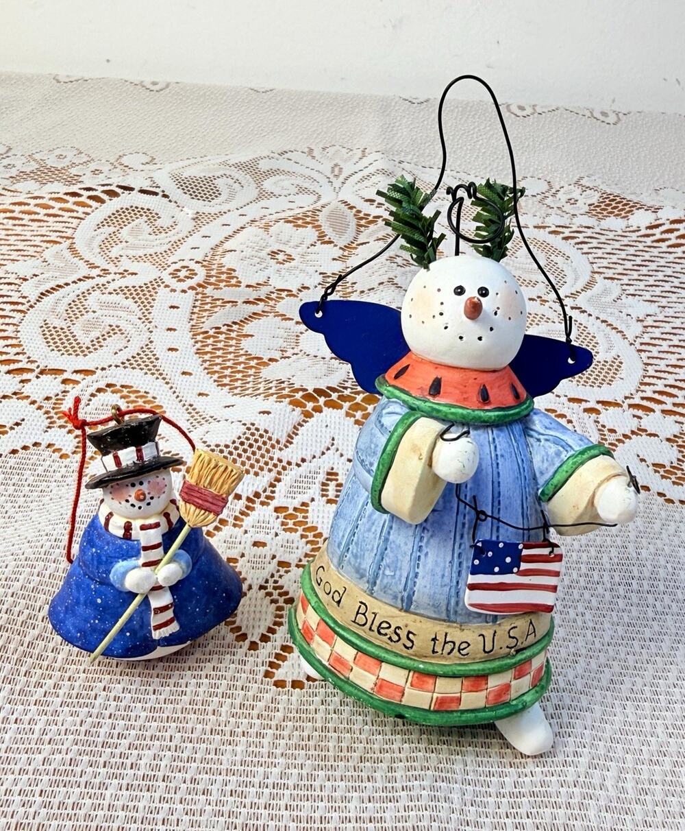 Midwest of Cannon Falls Sandi Gore Evan’s Jolly Follies Snowman Orn Lot of 2